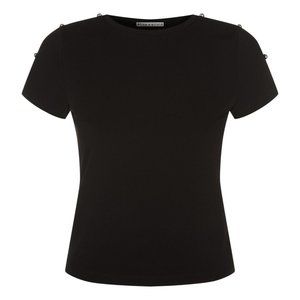 Alice + Olivia Pearl Embellished Black Top Sz XS